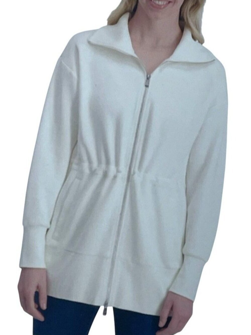 NWT Converse Women's XL White Full-Zip Longline Jacket  G2223